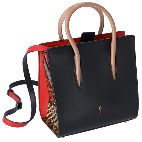 Christian Louboutin Paloma Small Handbag Black Beige Multi Leopard Studded - Picture 4 of 8